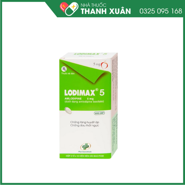 Lodimax 5 trị tăng huyết áp, đau thắt ngực